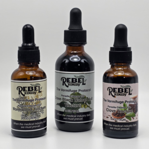 Rebel Remedy Triple Defense Botanical Cleanse with clove wormwood and green hull black walnut tinctures